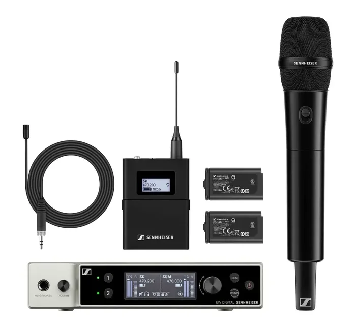 Sennheiser MKE 2/835-S SET, Dual-Channel Digital Combo Wireless System with Omni Lavalier and Handheld Mic