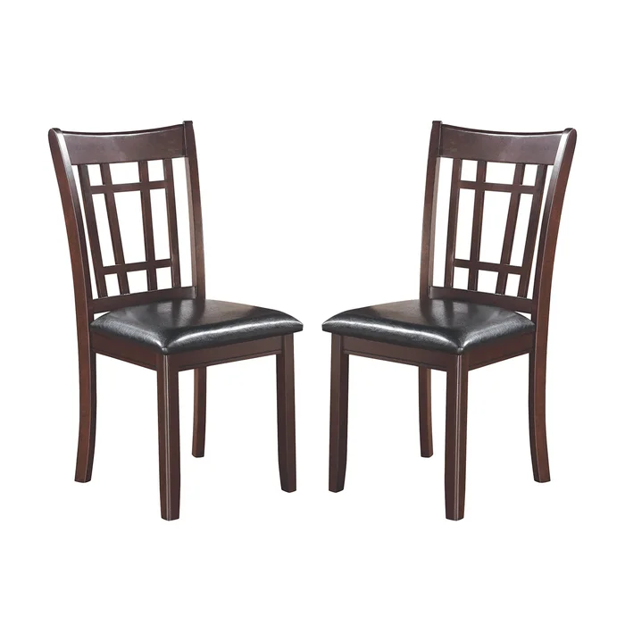 Set of 2 Dining Chairs with Padded Seat in Espresso and Black