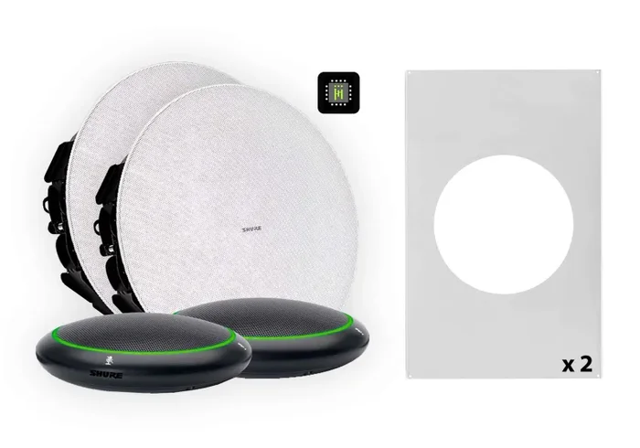 Shure 310L B-V Ecosystem Speaker Package Including 2 MXA310B Microphone, 1 IMX-RM8-SUB5, 2 MXN5W-C Ceiling Loudspeaker and 2 Tile Bridges