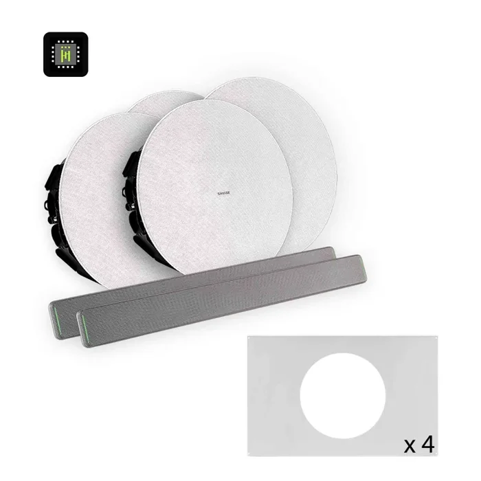 Shure 712L AL-V Ecosystem Speaker Package Including 2 MXA710-2FT Linear Microphone, 1 IMX-RM8-SUB5, 4 MXN5W-C Ceiling Loudspeaker and 4 Tile Bridge Online