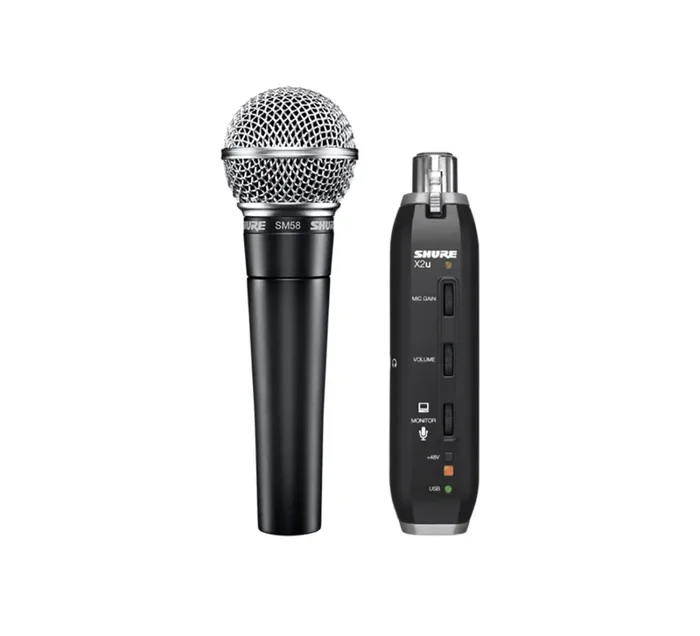 Shure SM58-X2U Cardioid Dynamic Microphone with X2U XLR-to-USB Signal Adapter