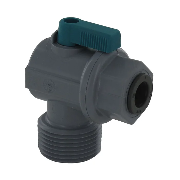 Shut-Off Valve-PVC Elbow Male NPT – 1/2 Push-in x 3/4 Male NPT
