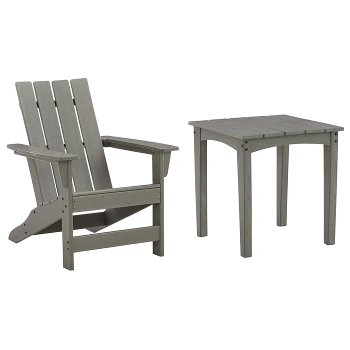 Signature Design by Ashley Visola Gray Outdoor Adirondack Chair and End Table – 31″W x 33″D x 37″H