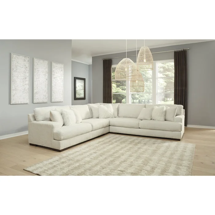 Signature Design by Ashley Zada Ivory 3-Piece Sectional – 130″W x 130″D x 38″H