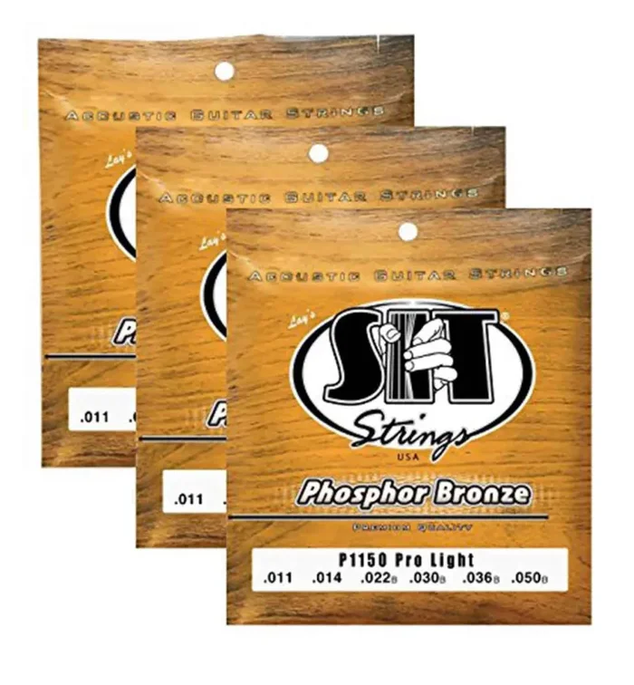 SIT Strings P1150 Pro Light Phosphor Bronze Acoustic Guitar Strings – 3 Pack