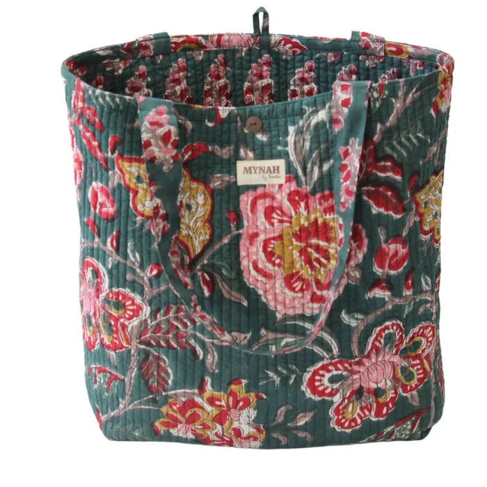 Small Emerald Garden Print Reversible Laptop/Tote Bag