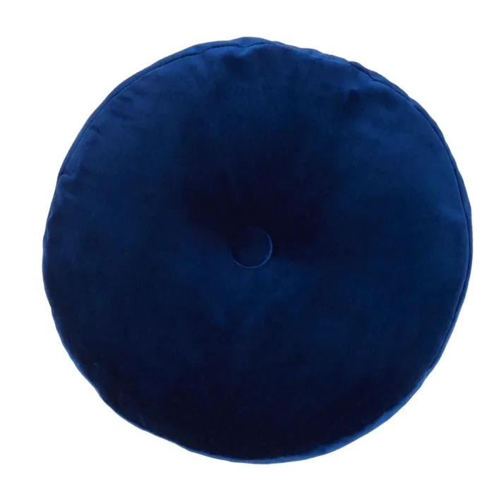 Smooth Navy Blue Velvet Round Pillow