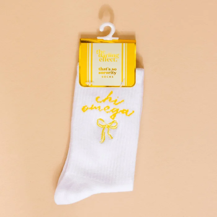 Sorority Embroidered Crew Socks: Chi Omega