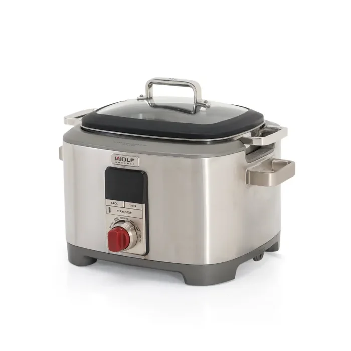 Stainless Steel Wolf Gourmet Multi Cooker with Red Knob