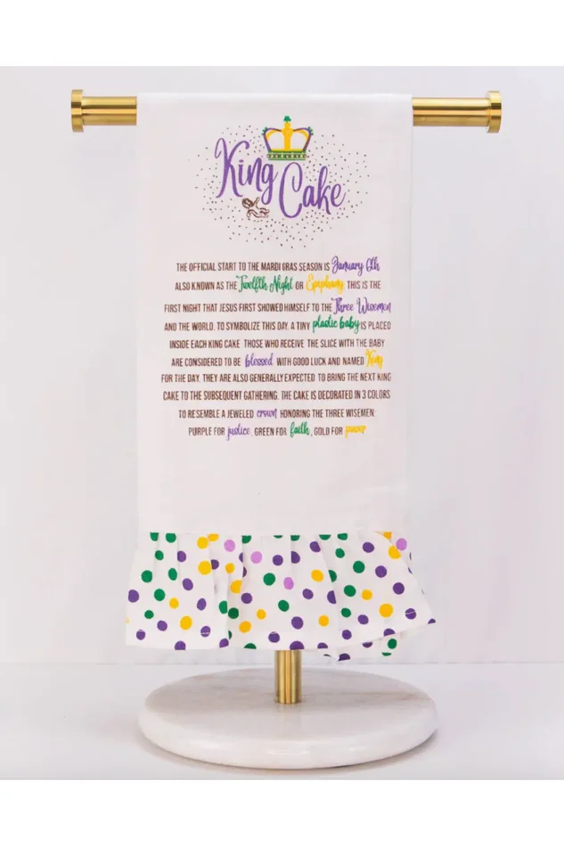 STORY OF THE KING CAKE RUFFLE HAND TOWEL