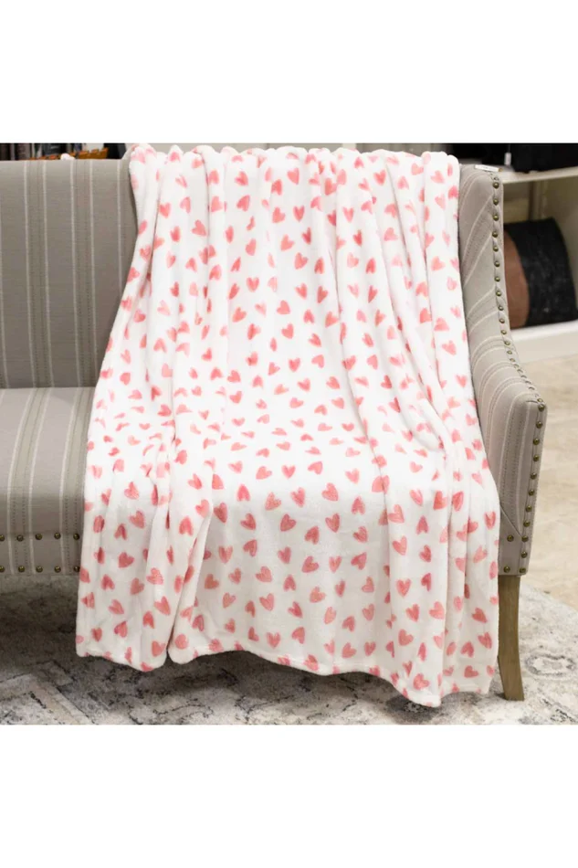 SWEETHEART THROW PINK/WHITE 50X60