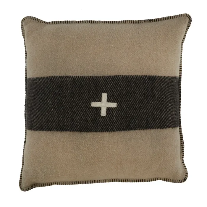Tan & Black Large Stripe Wool Pillow Supply