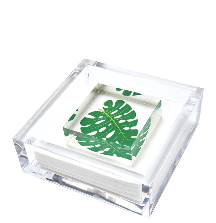 Tara Wilson Acrylic Monsterra Leaf Cocktail Napkin Holder