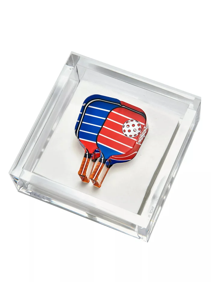 Tara Wilson Cocktail Napkin Holder With Pickleball Weight, Red/Blue