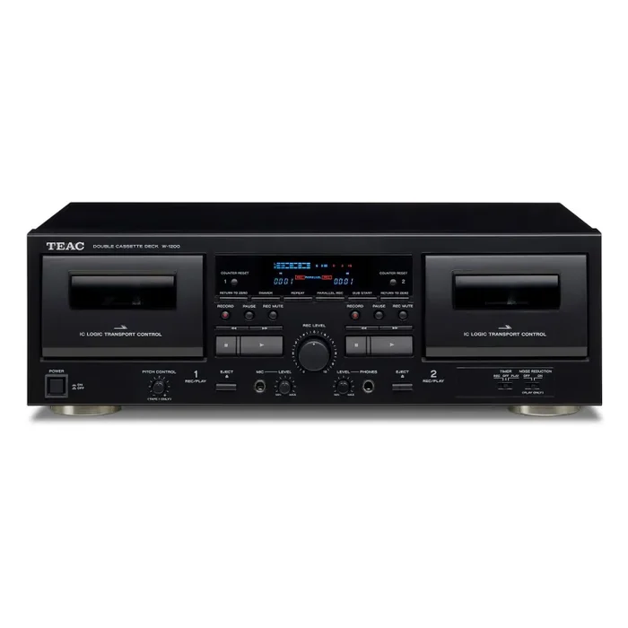 Teac: W-1200 Double Cassette Deck Player (W1200B) – Black