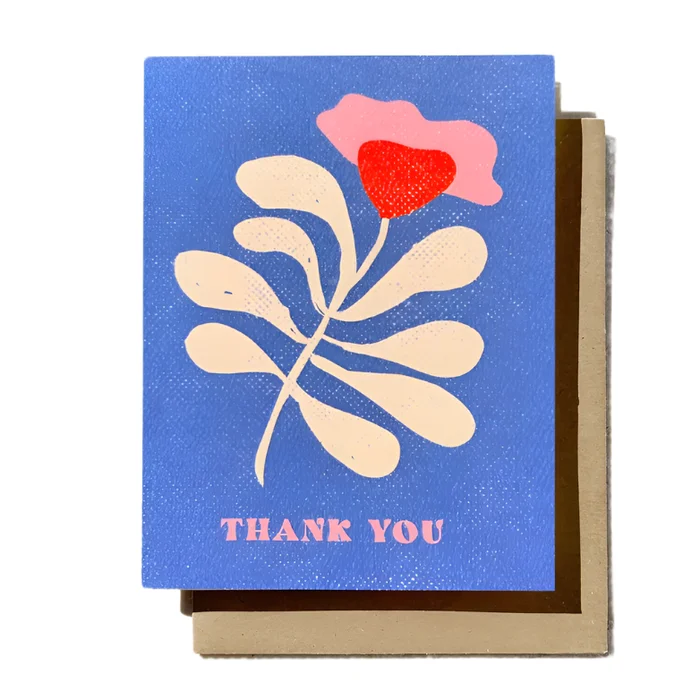 Thank You – Blue Abstract Floral Thank You Card – Beach Card