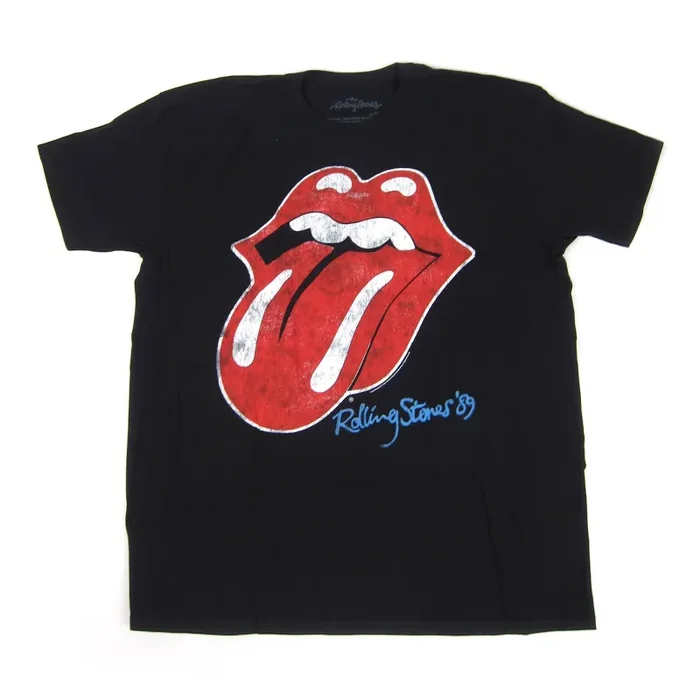 The Rolling Stones: Distressed 89 Tongue Shirt – Black on Sale