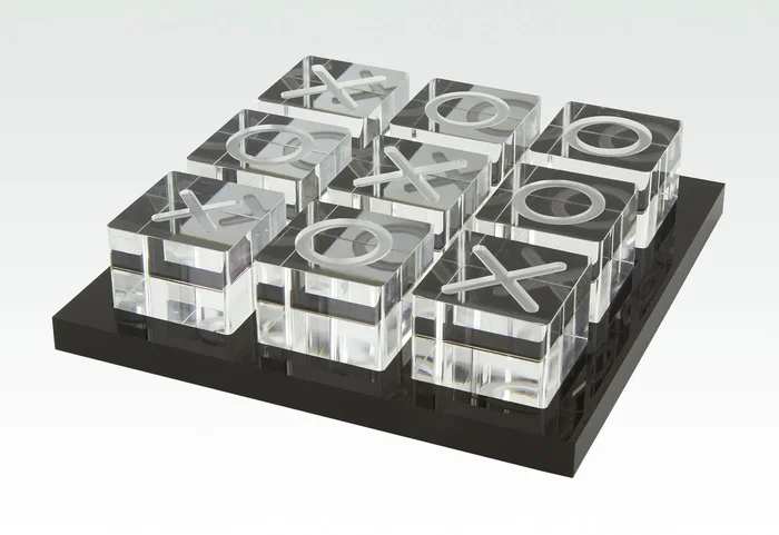 Tizo Design Lucite Tic Tac Toe Set, Black Tray
