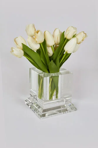 Tizo Design Square Crystal Large Centerpiece Vase