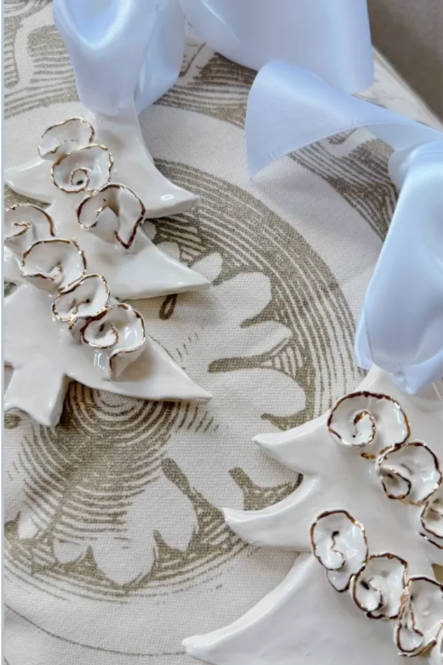 TREE ORNAMENT W/WH&GOLD DETAIL