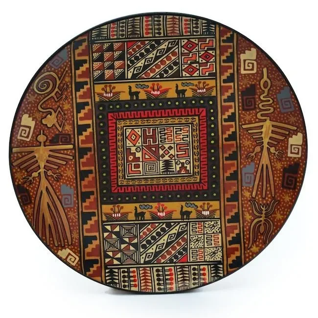 Tribal Artwork Wood Plate Online now