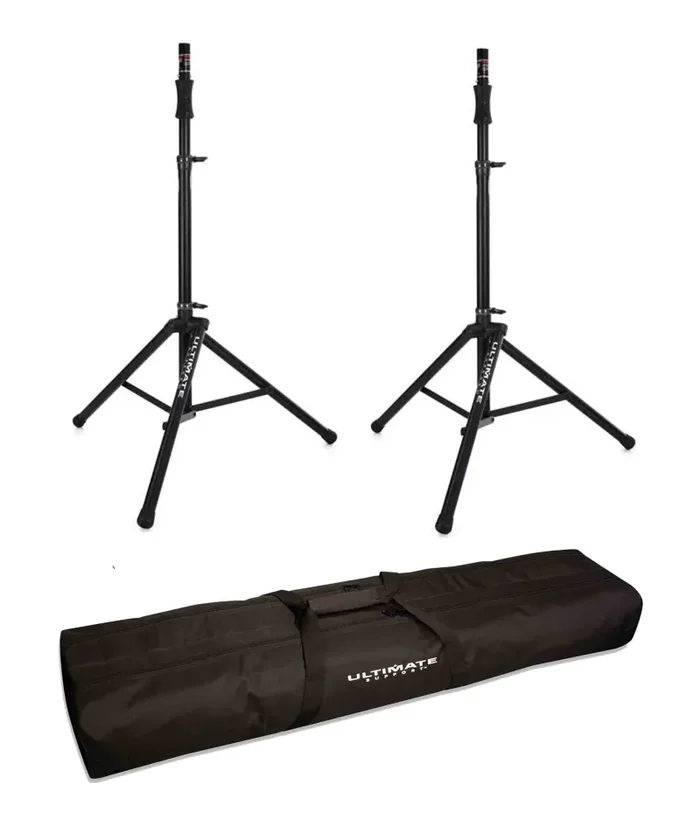 Ultimate Support Package with 2 TS-100B Aluminum Tripod Speaker Stand and Carry Bag