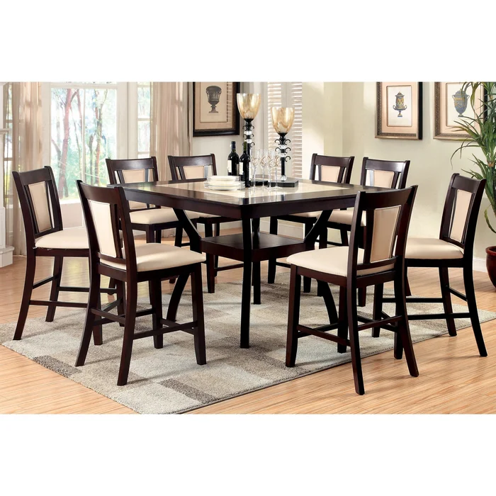 Uria Contemporary Cherry Wood 9-Piece Counter Height Dining Set by Furniture of America