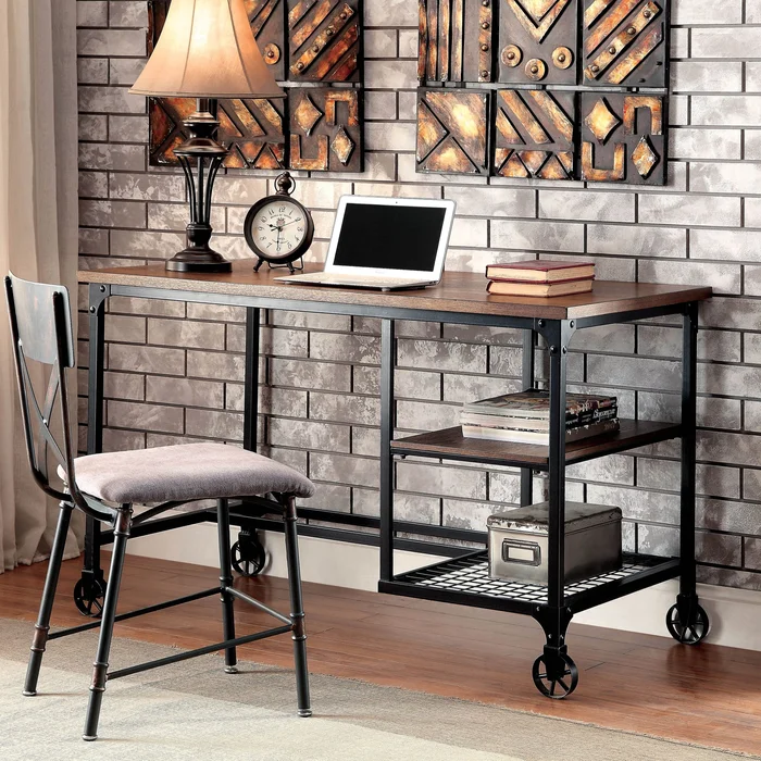 Ursa Industrial Oak 48-inch Metal Computer Desk by Furniture of America