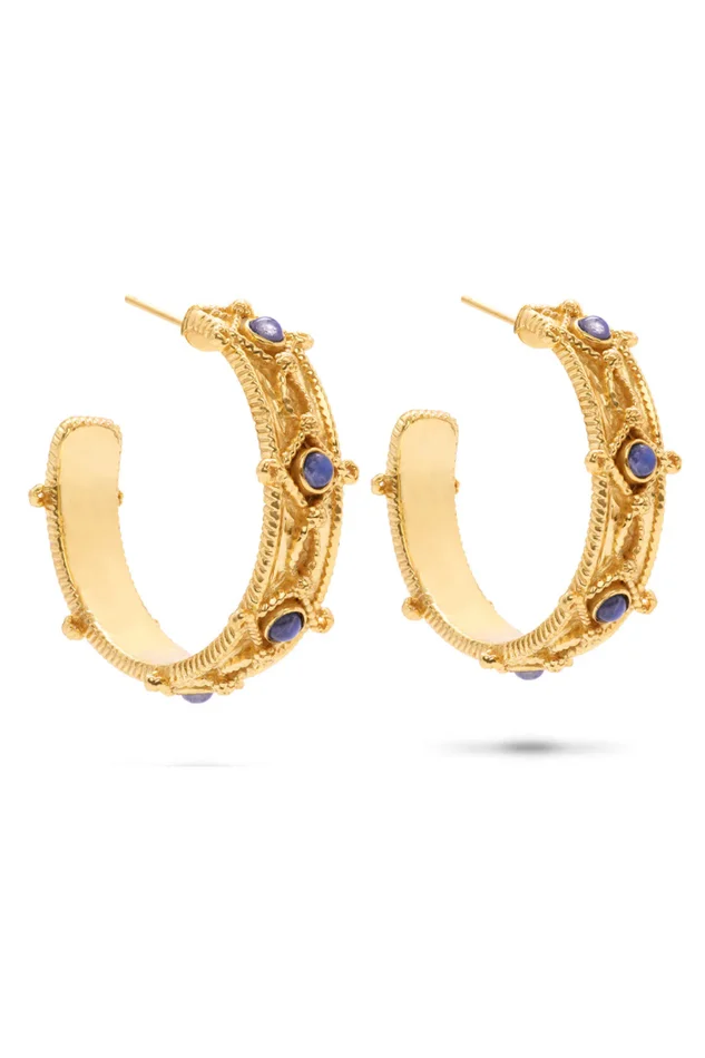 VICTORIA HOOP EARRINGS/BLUE LABRADORITE