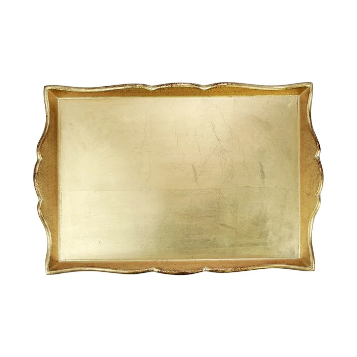 Vietri Florentine Wooden Gold Handled Medium Rectangle Tray