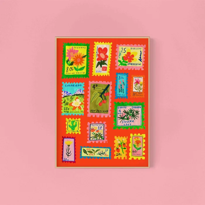 Vintage Postage Stamps Art Print