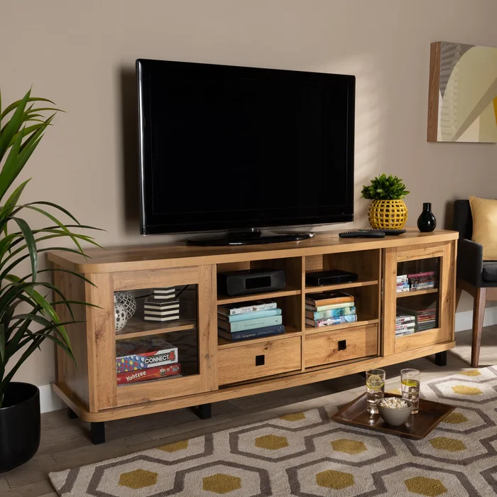 Walda Modern and Contemporary Wood TV Stand with 2-Drawer