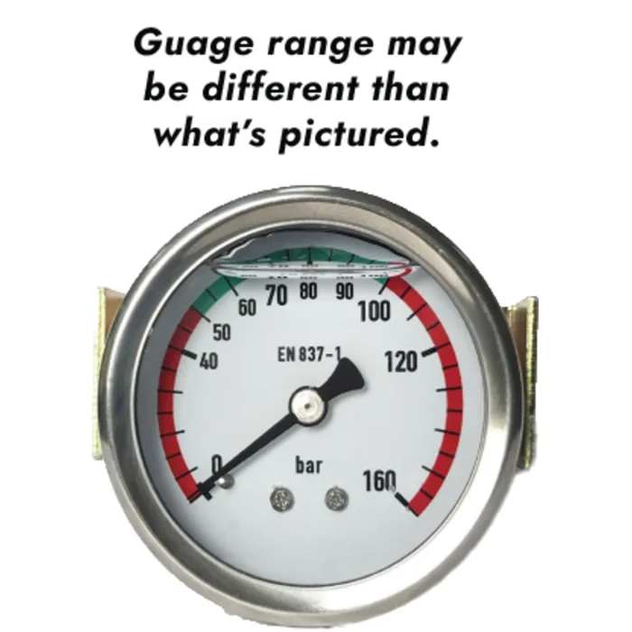 Water Pressure Gauge 100 PSI, 1/4″ MPT, 2.0″ Plastic Dial, Center Back Uclamp, SS Case