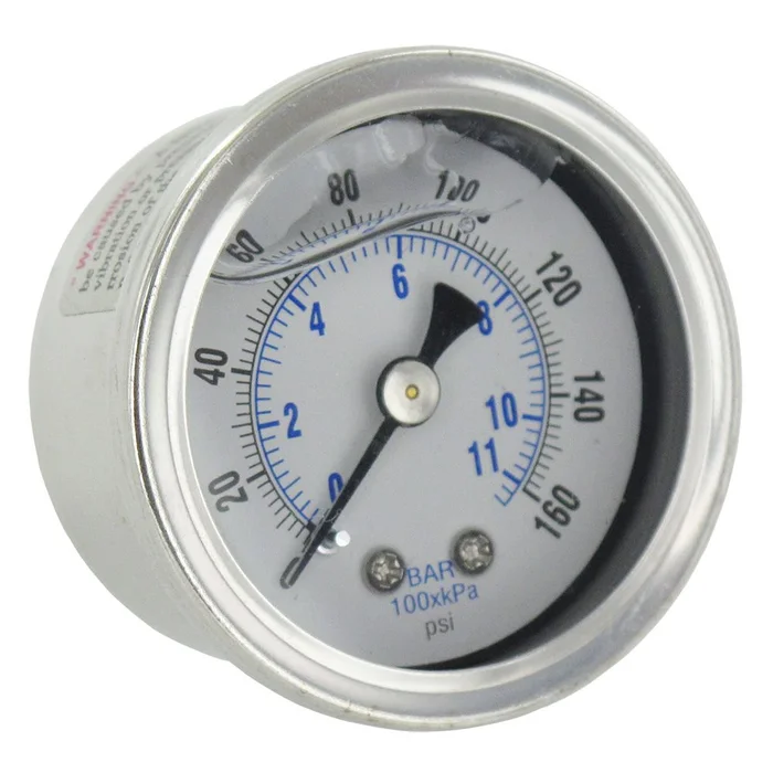 Water Pressure Gauge 160 PSI, 1/8″ MPT, 1.5″ Plastic Dial, Center Mount, SS Case