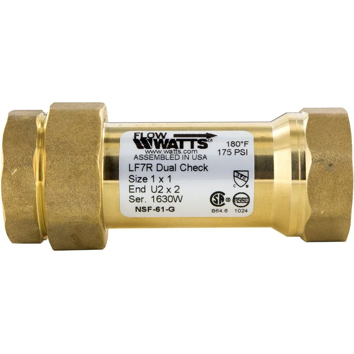 Watts LF7RU2-2 Lead Free Dual Check Valve 1 Union FNPT x 1 FNPT