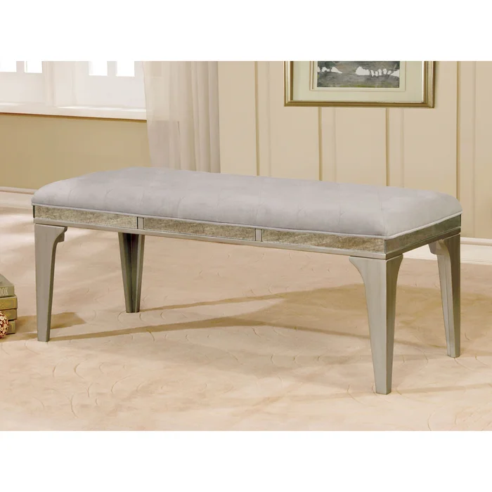 Weas Contemporary Sliver Fabric Tufted Dining Bench by Furniture of America