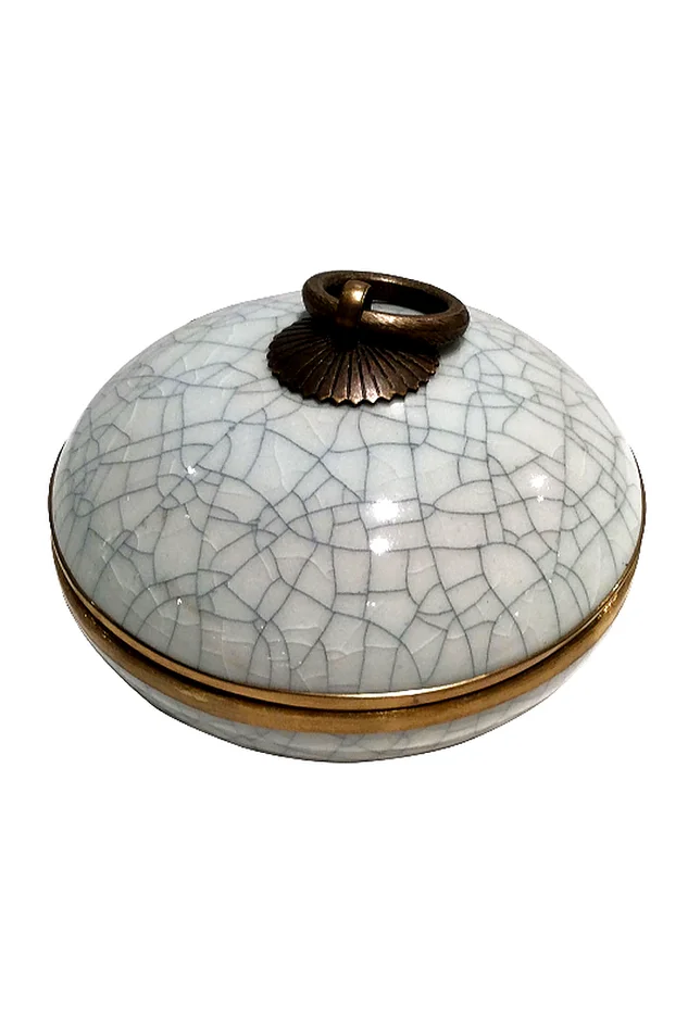 WHITE CRACKLE CACHE POT