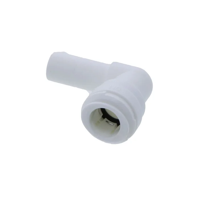 White DMfit Plug-In Stem Elbow – 1/2 Tube x 1/2 Stem