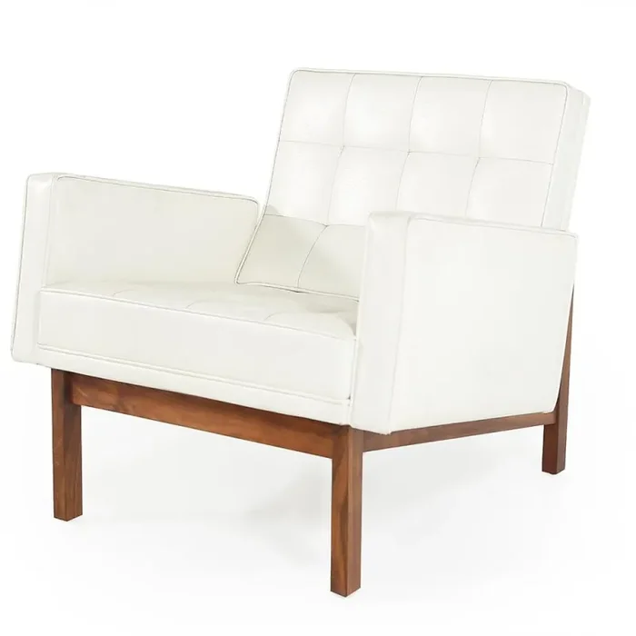 White Leather Modernica Split Rail Arm Chair