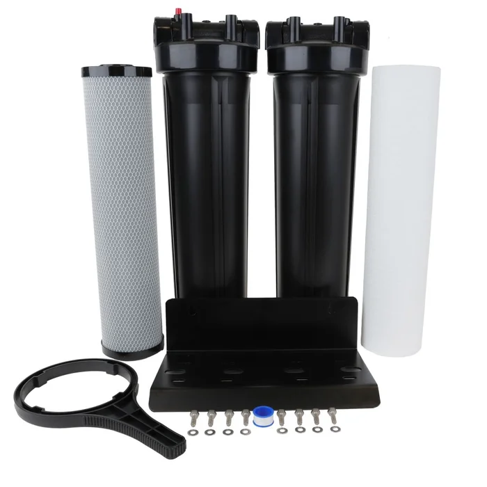 Whole House Water Filter System, 4.5″ x 20″ Twin Series Filtration Universal Housing – 1” RPT Port