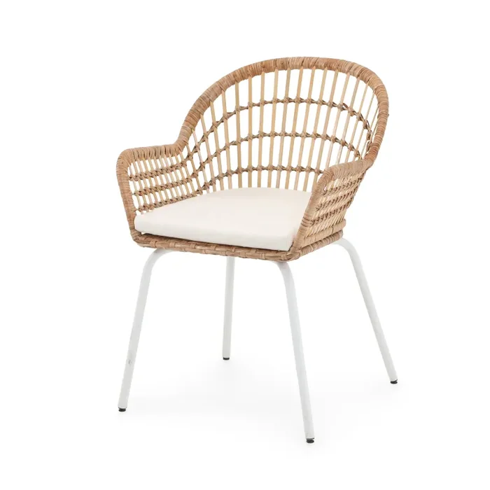 Wicker & White Side Chair