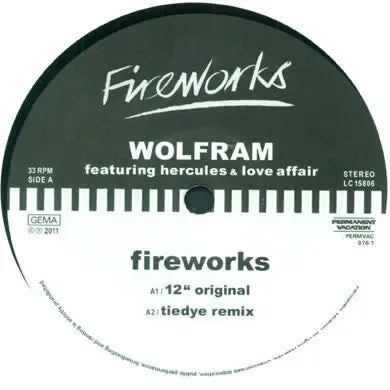 Wolfram: Fireworks feat. Hercules And Love Affair (Tiedye, Axel Boman) 12″