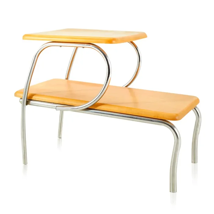 Wood and Chrome 2-Tier Side Table