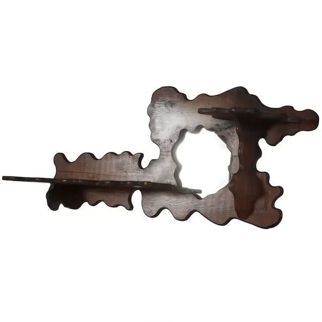 Wood Dark Wall Shelf with Mirror Fashion