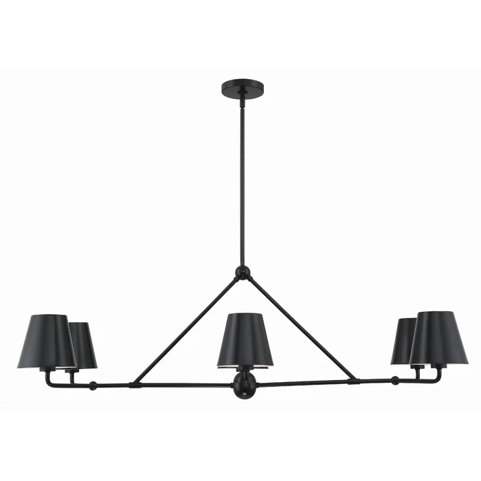 Xavier 6 Light Matte Black Chandelier – 46″W x 14.75″H