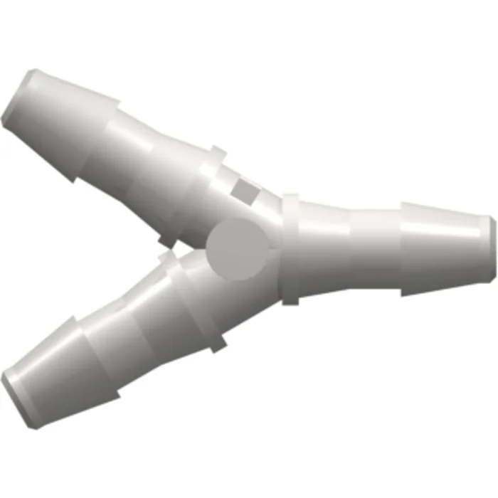 Y Tube Fitting with 200 Series Barbs, 5/32″ (4.0 mm) ID Tubing, Natural Kynar PVDF