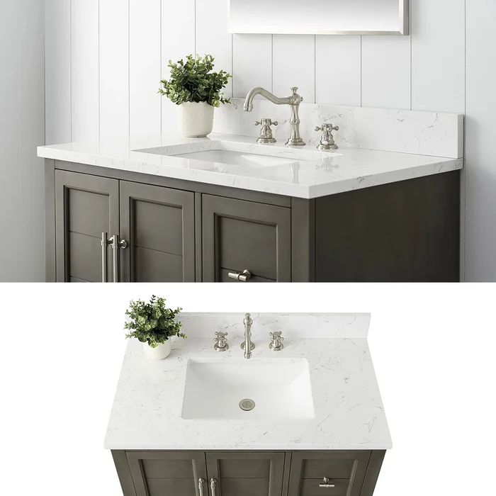 YASINU 36 Inch Engineered Marble Vanity Top Middle Sink