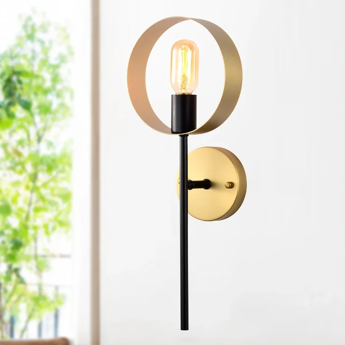 Yasmin 7 Inch Satin Gold and Matte Black Modern Single Wall Sconce