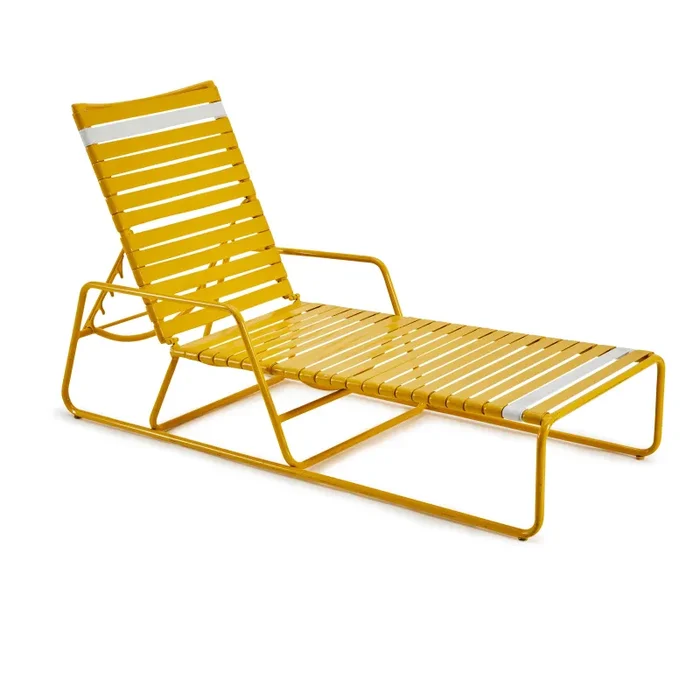 Yellow Vinyl Cord Chaise Lounge
