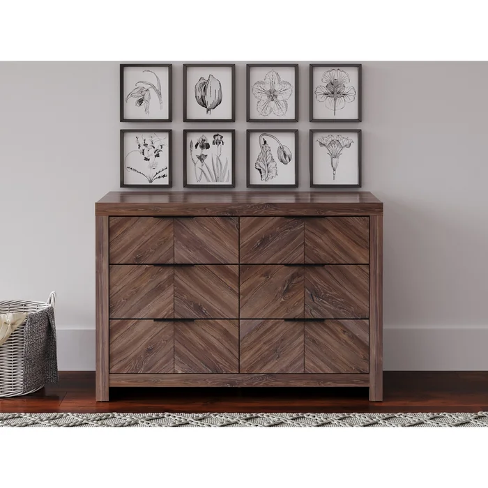 Yerssa Modern Stirling Oak 6 Drawer Dresser